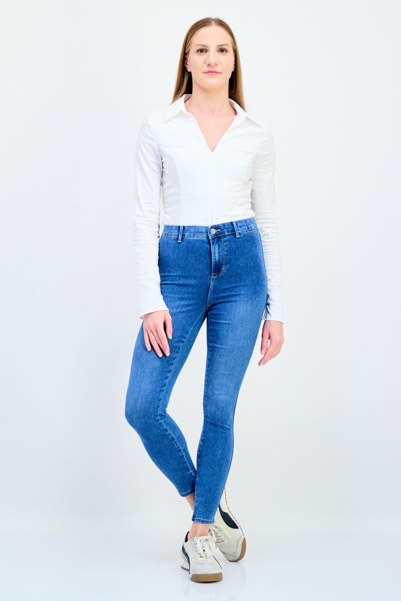 VERO MODA I Scenery By Vero Moda Women Skinny Fit Washed Stretchable Jeans, Blue  - Image 4