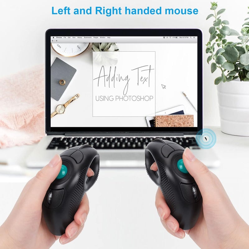 welspo Wireless USB Handheld Finger Trackball Mouse with Laser Pointer - Ergonomic Design - Image 5