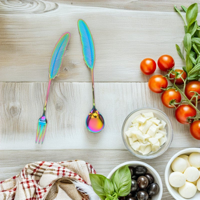 2 Sets Stainless Steel Spoon and Fork Set - Mini Coffee Dessert Spoons Teaspoons for Wedding Party Favor Fruit Tea and Appetizer - Image 5
