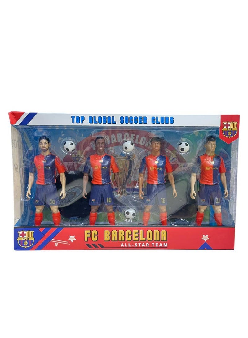 مجموعة نجوم برشلونة – لكل عاشق كتالوني ⚽🔥 عيش روح الكورة مع مجموعة FC Barcelona All-Star Team!   4 لاعبين بزي برشلونة الرسمي، بتفاصيل جميلة وواقعية، ومعاهم 4كرات قدم – كلهم في علبة أنيقة وممتازة كهدية 🎁