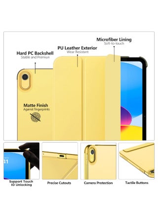 حافظة لجهاز iPad (A16) 11 بوصة 2025/iPad 10 10.9 بوصة 2022، غطاء خلفي شفاف مع حامل قلم، وغطاء حافظة مع خاصية السكون/التنشيط التلقائي لجهاز iPad 10 10.9 بوصة 2022/iPad 11 11 بوصة 2025(أصفر) - view 3