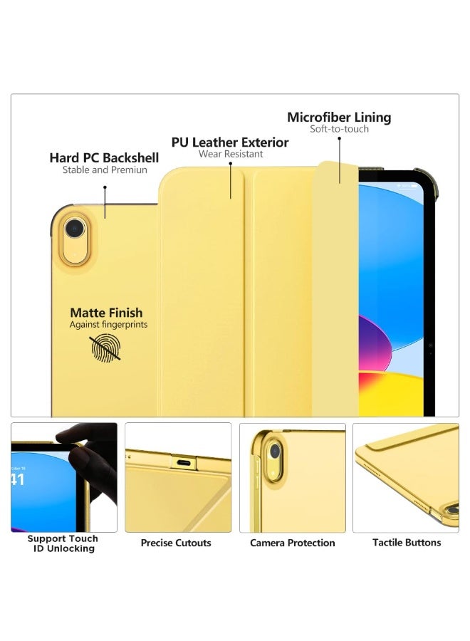 فوميمو حافظة لجهاز iPad (A16) 11 بوصة 2025/iPad 10 10.9 بوصة 2022، غطاء خلفي شفاف مع حامل قلم، وغطاء حافظة مع خاصية السكون/التنشيط التلقائي لجهاز iPad 10 10.9 بوصة 2022/iPad 11 11 بوصة 2025(أصفر) - Image 3