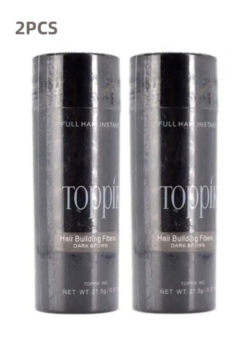 توبيك مجموعة ألياف تكثيف الشعر المقاومة للماء – بني داكن، 27.5 جم × عبوتين لتمنحك شعرًا أكثر كثافة وامتلاءً على الفور - Image 1