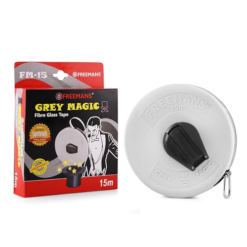 FREEMANS FM15 Grey Magic Fibreglass Measuring Tape - 15m/50ft With Unbreakable ABS Case || Durable Winding Mechanism Handle and Steel End Hook || Grey Color - Image 2