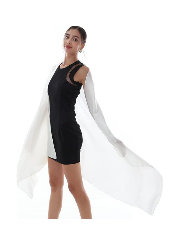 خاجول شال باشمينا حريري ناعم للنساء، وشاح خفيف للاحتفالات والاستخدام اليومي (أبيض) - Image 2