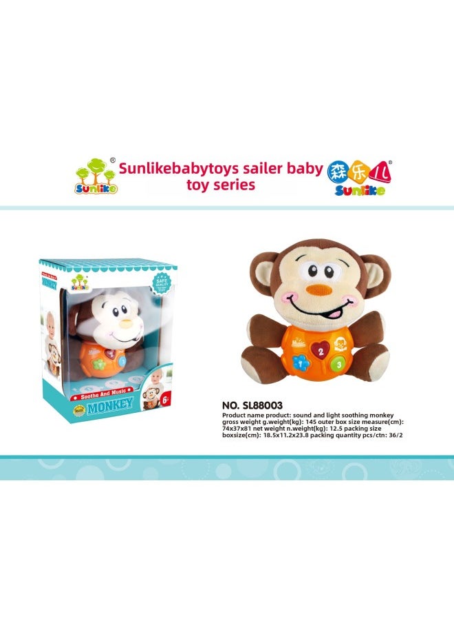 Generic Sound And Light Appease Chick Tumbler Plush Doll Infant Coax Sleep Sound Doll Children's Toy Cross-border-Color:Sound And Light Comfort Monkey [sl88003]  - Image 1
