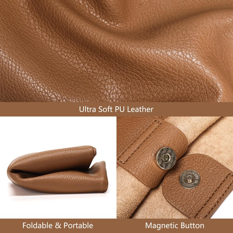 Pelimoo Hobo Bags for Women, Soft Vegan Leather Shoulder Handbags, Slouchy Tote Purses for Work, Travel, School (Brown) - Image 5