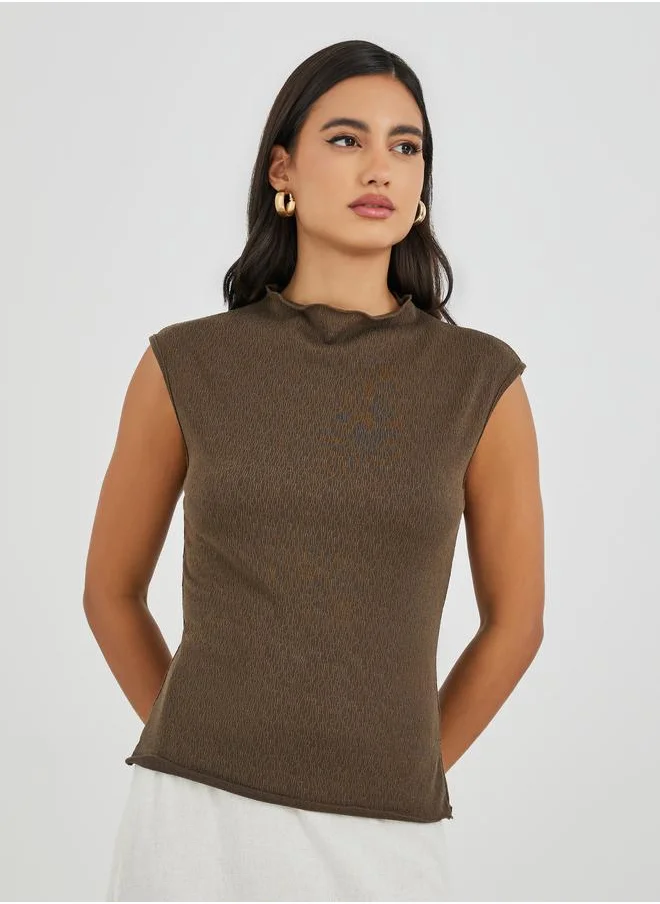 ستايلي Styli Textured Sleeveless Top