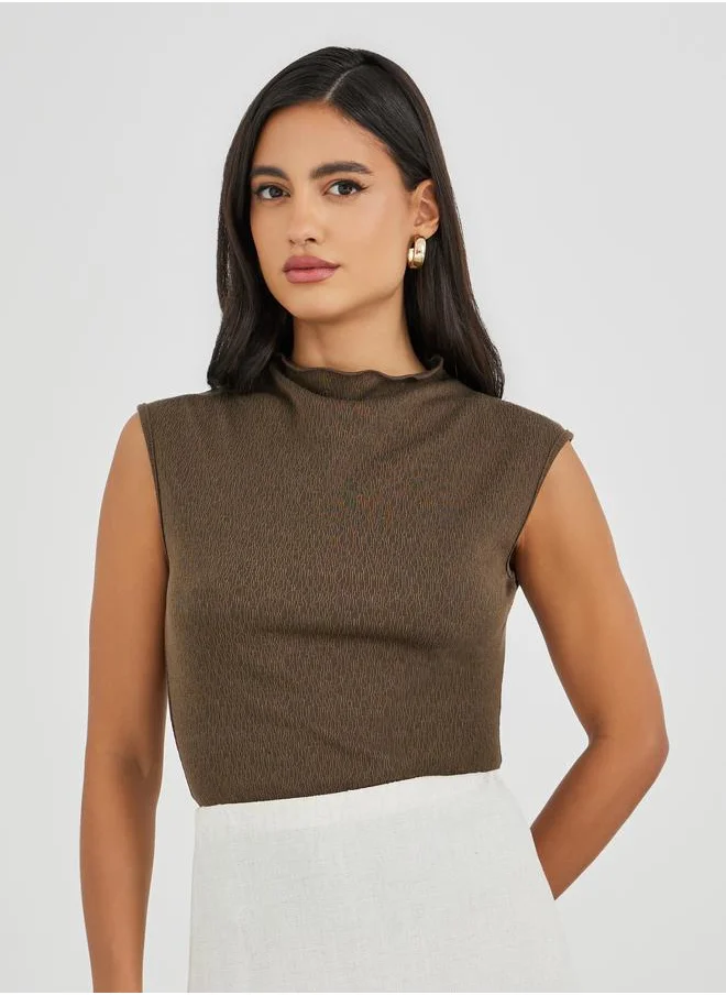 ستايلي Styli Textured Sleeveless Top