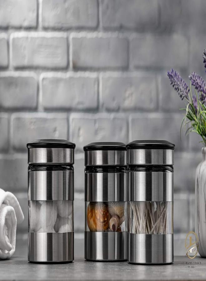 Le'raze Le'raze Airtight Food Storage Container for Kitchen Counter with Window, [Set of 3] Canister Set Ideal for Flour Tea, Sugar, Coffee, Candy, Cookie Jar.  - Image 2