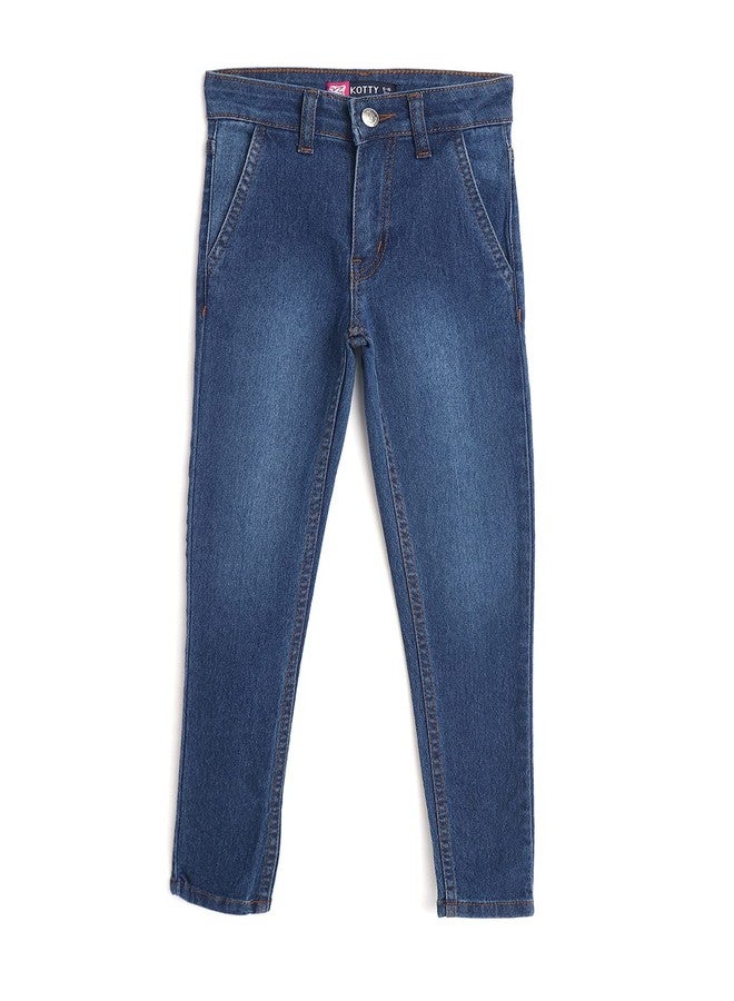 KOTTY Girls Blue Slim Solid Jeans (Blue4,5-6Years) - Image 1