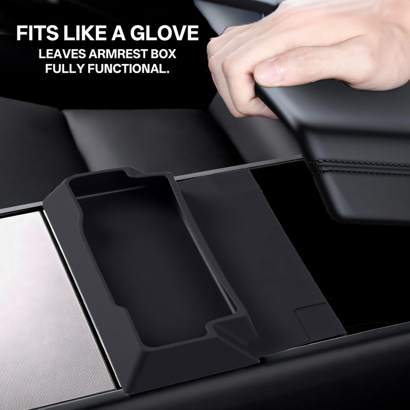 frani Center Console Sunglasses Holder/Key Holder Storage Box for Tesla Model Y Juniper 2025-2027/Tesla 3 Highland 2024-2027(Standard/Premium/Performance) Black - Image 4