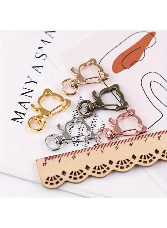 8pcs Silvery Zinc Alloy Cat Swivel Buckle Keyring Set for Bags Wallets Keychains - Image 4