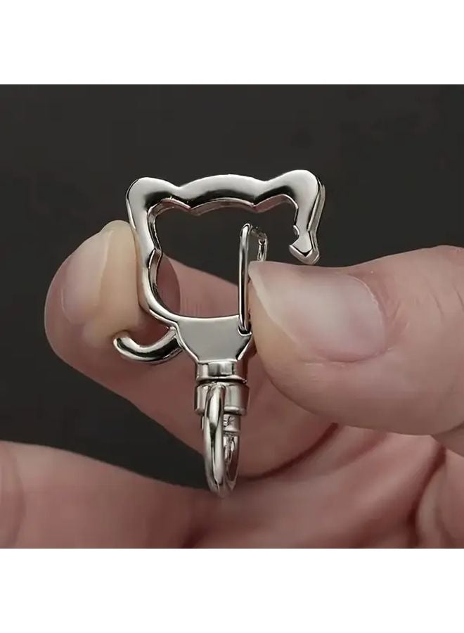 8pcs Silvery Zinc Alloy Cat Swivel Buckle Keyring Set for Bags Wallets Keychains - Image 1