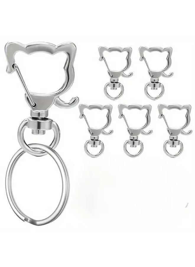 8pcs Silvery Zinc Alloy Cat Swivel Buckle Keyring Set for Bags Wallets Keychains - Image 3