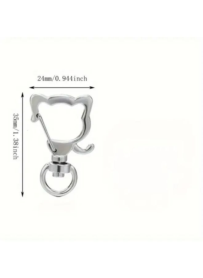 8pcs Silvery Zinc Alloy Cat Swivel Buckle Keyring Set for Bags Wallets Keychains - Image 5