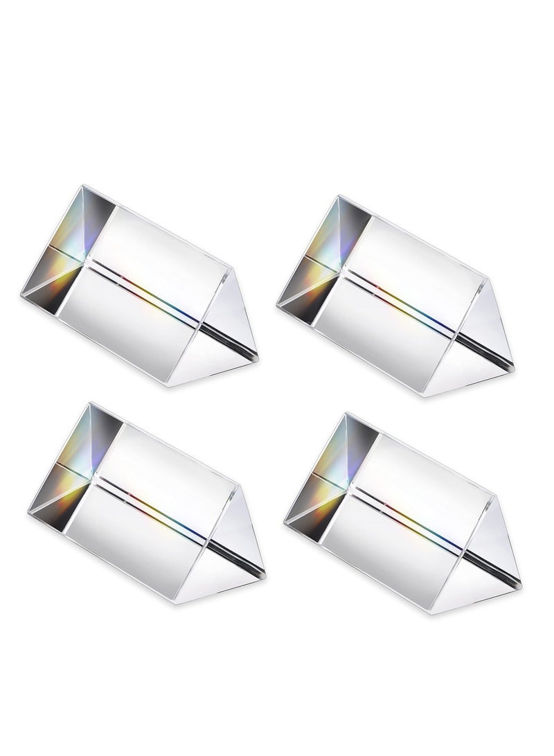 Y&D Clear Triangular Prism for Photo Rainbow Lights Crystal Optical Prisms Glass Refracted Light Spectrum Presents Gift, Can Be Used Experiments or Decoration, 50mm/2inch , 4Pcs  - Image 1