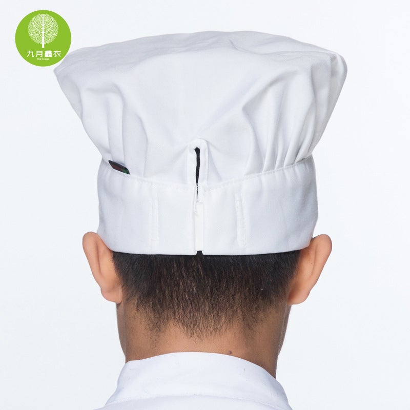 El Kitchen Waiter Work Hat Pleated White Chef Hat Pastry Mushroom Cloth Hat Men And Women Hat - Image 5