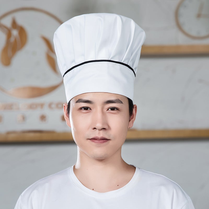 El Kitchen Waiter Work Hat Pleated White Chef Hat Pastry Mushroom Cloth Hat Men And Women Hat - Image 1