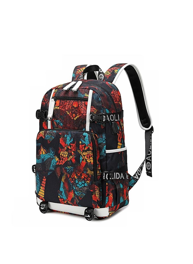Aolida 1-Piece Men's Korean Version Laptop Backpacks Minimalist Middle School Student Backpack Heat Transfer Printed Casual Backpack - Image 2