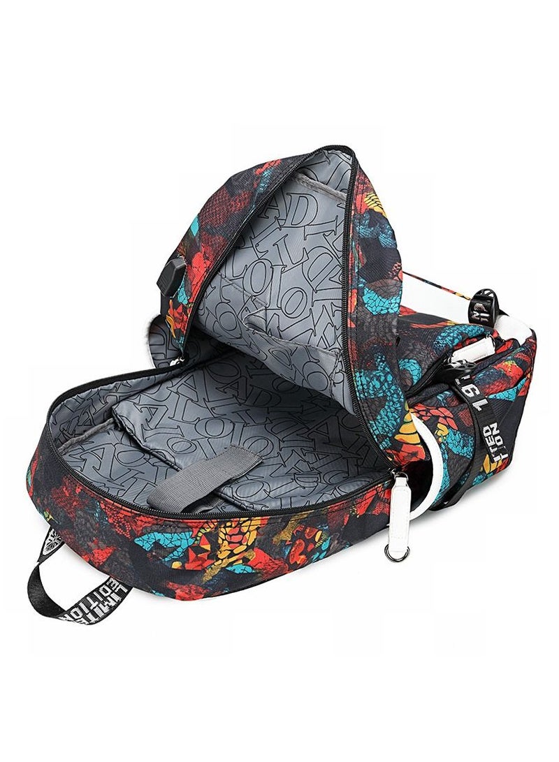 Aolida 1-Piece Men's Korean Version Laptop Backpacks Minimalist Middle School Student Backpack Heat Transfer Printed Casual Backpack - Image 4