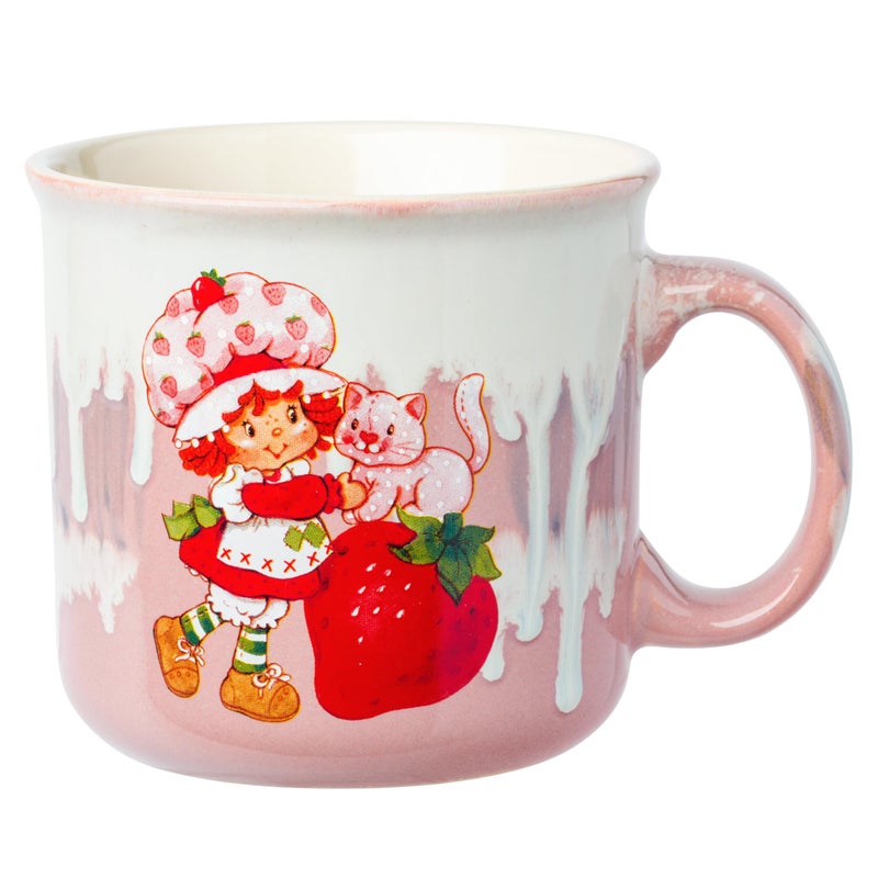 Silver Buffalo Strawberry Shortcake Drip Effect Ceramic Camper Mug with High Gloss Treatment, 20 Ounces - Image 1