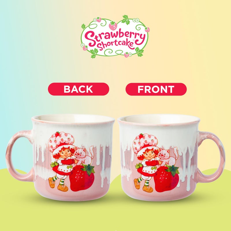 Silver Buffalo Strawberry Shortcake Drip Effect Ceramic Camper Mug with High Gloss Treatment, 20 Ounces - Image 2