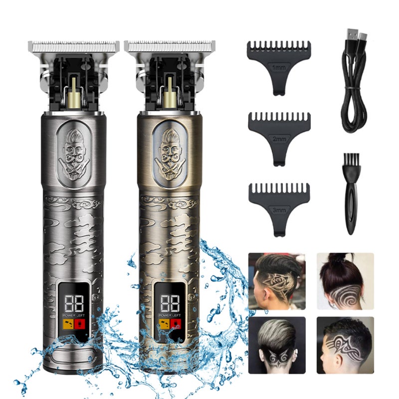 Electric Hair Clipper: 10W Powerful Motor, IPX4 Waterproof, USB Charging, Lightweight Ergonomic Design - LCD Power Display, Full Metal Grey Body Hair Trimmer for Home Barber Shop, Beginners, Professio - Image 4