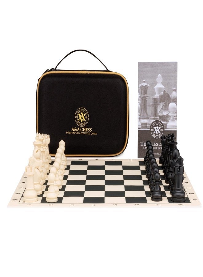 A&A Chess Set - 15''x15'' Foldable Silicone Chessboard and 3.25'' King Height Weighted Plastic Staunton Pieces with Carrying Case for Portable Travel - Image 2