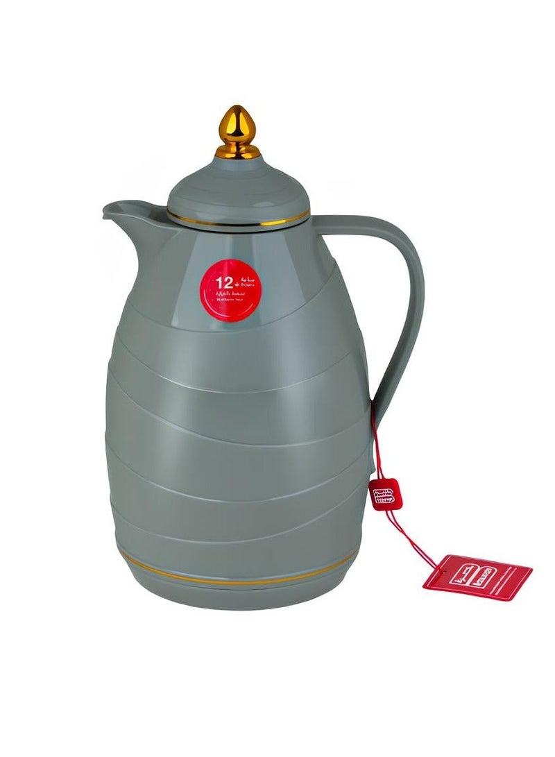BASURRAH Luxury Gray Tea and Coffee Thermos, 1 Liter Capacity – Keeps Drinks Hot for 12 Hours and Cold for 24 Hours – Modern Pot with Elegant Golden Touch for Hospitality and Daily Use - Image 3