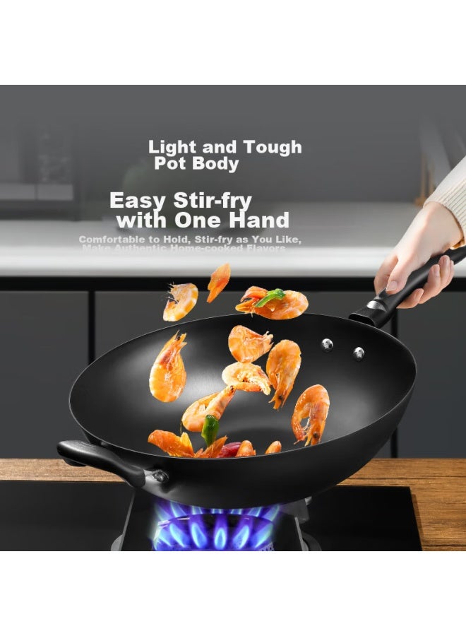 Supor Wok, Iron Pan, Cast Iron Traditional Iron Pan, Household Use, Uncoated Stir-fry Pan, Compatible With Gas And Induction Cooktops, Fc34e21 - Image 2