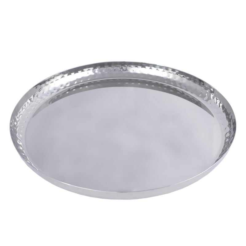 Ramson Maharaja Hammered Dinner Set Stainless Steel Thali 7pcs |1 Plate, 2 Vati, 1 Pudding Plate, 1 Glass, 2 Dinner Spoon - Image 3