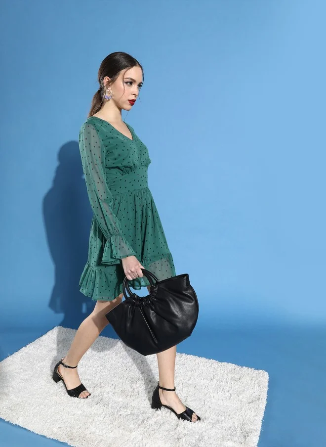 STREET 9  Gorgeous Green Polka-Dotted Dress for Women for Women | Best Price UAE