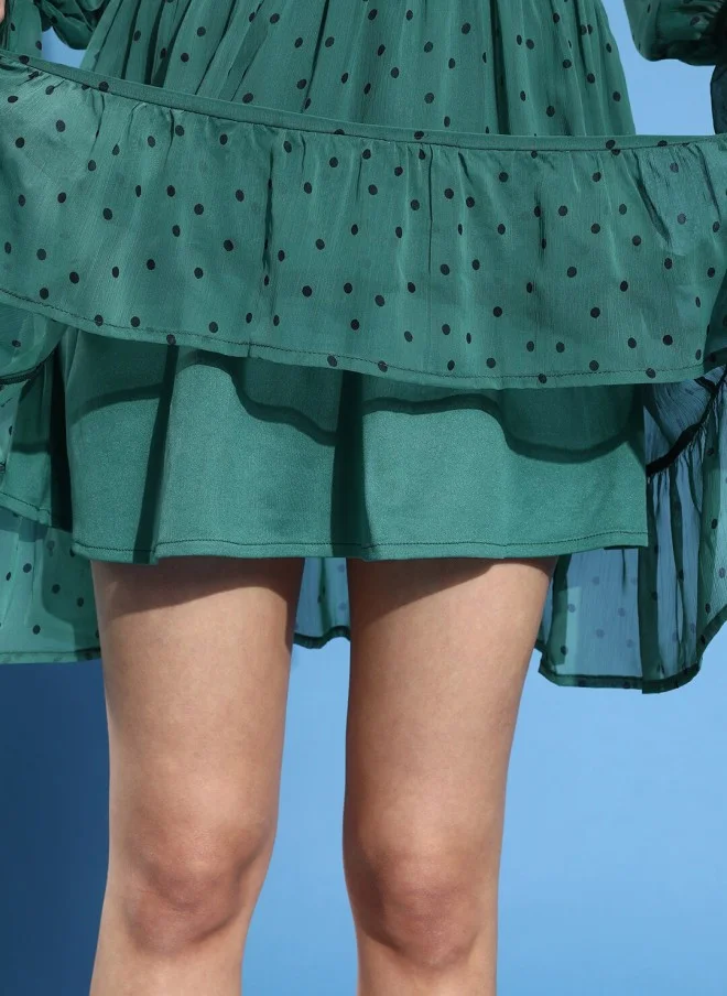 STREET 9  Gorgeous Green Polka-Dotted Dress for Women for Women | Best Price UAE
