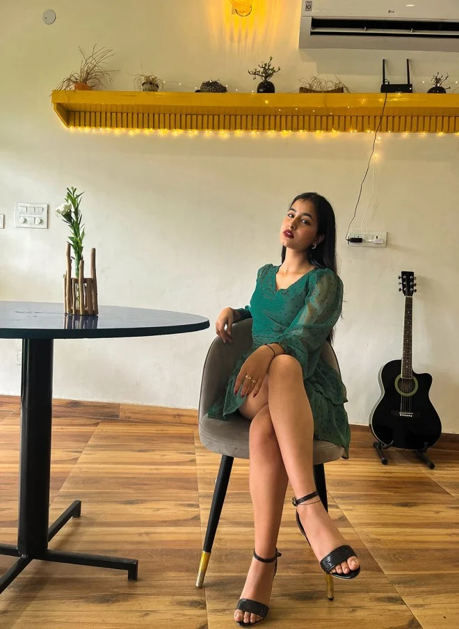 Gorgeous Green Polka-Dotted Dress for Women