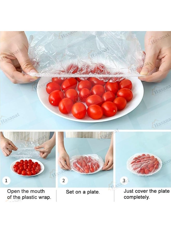 HASANAT ESSENTIALS أغطية طعام بلاستيكية قابلة للتصرف 100 قطعة - Image 2