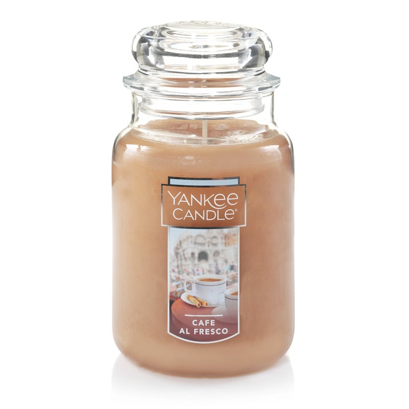 Yankee Candle Café al Fresco Scented, Classic 22oz Large Jar Single Wick Candle, Over 110 Hours of Burn Time - Image 1