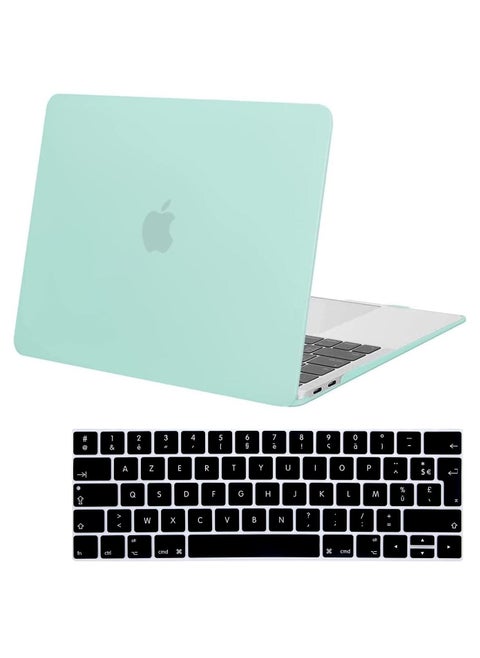 Protective Hard Shell Case UK Layout French Keypad Cover Compatible for MacBook New Pro 13-Inch Model A1706 A1708 A2159 A1989 with touch bar and Touch ID Release 2016 to 2019 Mint Green