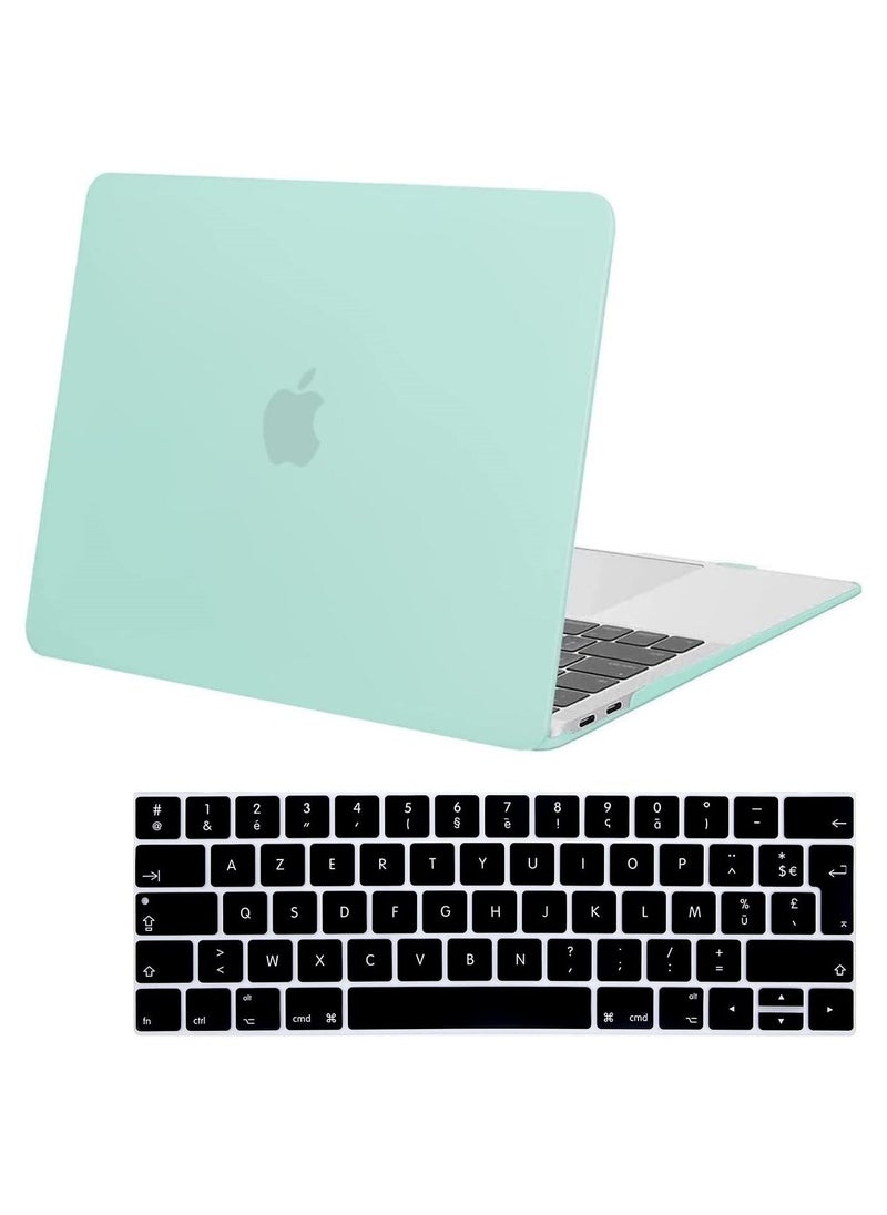 Protective Hard Shell Case UK Layout French Keypad Cover Compatible for MacBook New Pro 13-Inch Model A1706 A1708 A2159 A1989 with touch bar and Touch ID Release 2016 to 2019 Mint Green