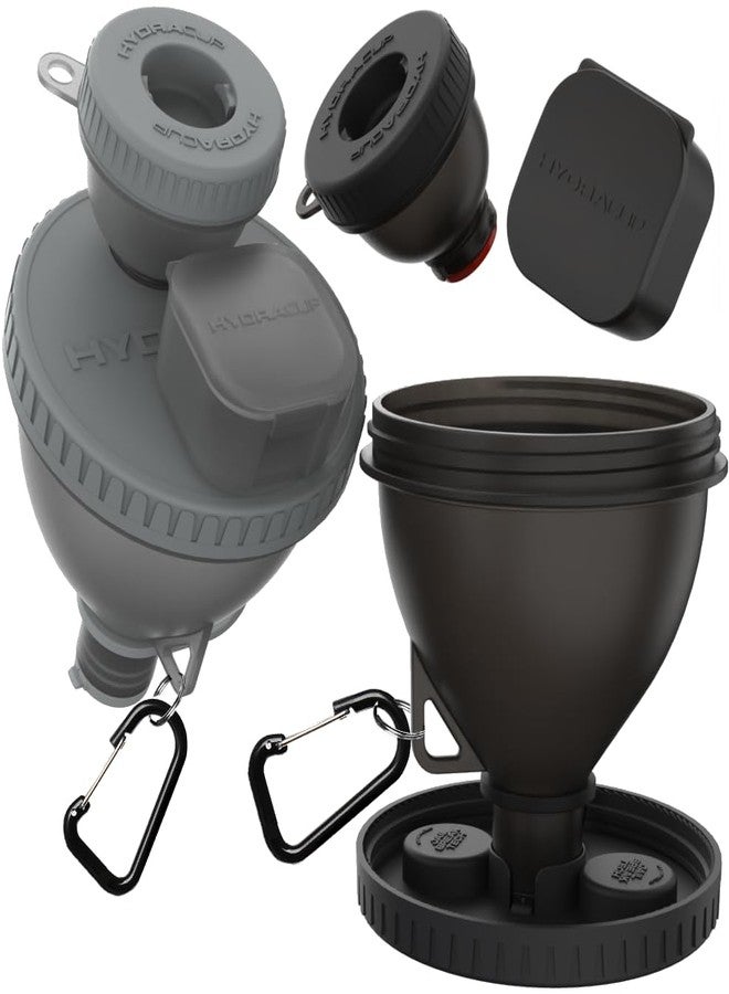 HYDRA CUP HydraCup Protein Powder Funnel [6 Piece] Funnel for Water Bottles, Protein Powder Container to Go with 2 Large Funnels, 2 Small Pre Workout Funnels, 2 Daily Pill Containers - Image 1