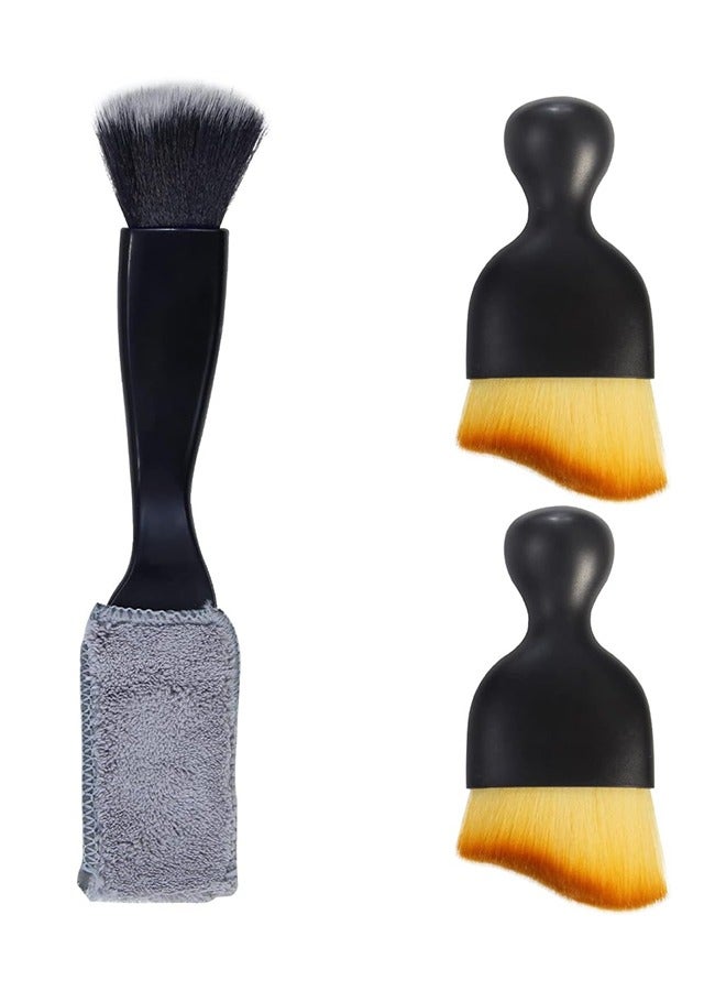 Generic 3 PCS Car Interior Dust Brush, Car Detailing Brush, Car Dash Cleaning Soft Brush, Universal Car Interior Crevice Brush Duster for Cleaning Panels, Air Vent, Dashboard, Leather, Computer Black  - Image 1