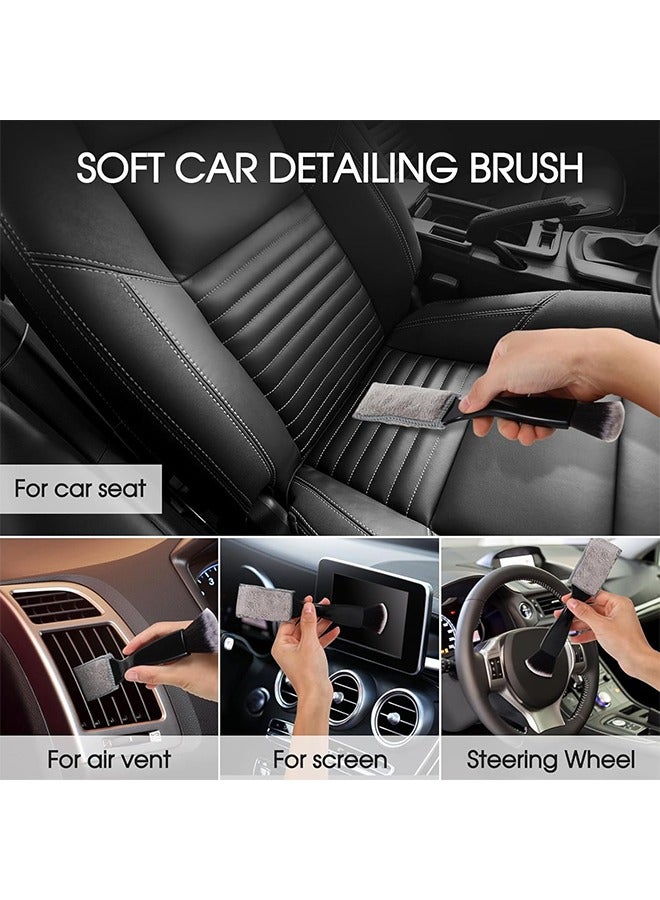 Generic 3 PCS Car Interior Dust Brush, Car Detailing Brush, Car Dash Cleaning Soft Brush, Universal Car Interior Crevice Brush Duster for Cleaning Panels, Air Vent, Dashboard, Leather, Computer Black  - Image 4
