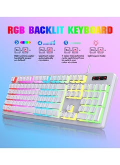 Gaming membrane keyboard pudding keycap wired RGB backlight mechanical feel computer keyboard with Wired Gaming Mouse With Light white - pzsku/Z98E8610220C787401DE9Z/45/_/1737371764/b89273e4-b83e-47fb-96cc-86b88b0c46e8