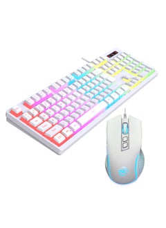 Gaming membrane keyboard pudding keycap wired RGB backlight mechanical feel computer keyboard with Wired Gaming Mouse With Light white - pzsku/Z98E8610220C787401DE9Z/45/_/1737371785/ea3047be-2498-4f25-9fbf-190814695493