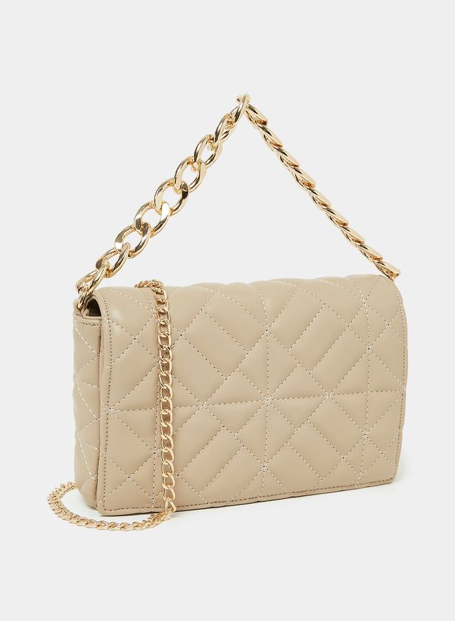 Styli Quilted Clutch Bag with Chain Strap  - Image 1