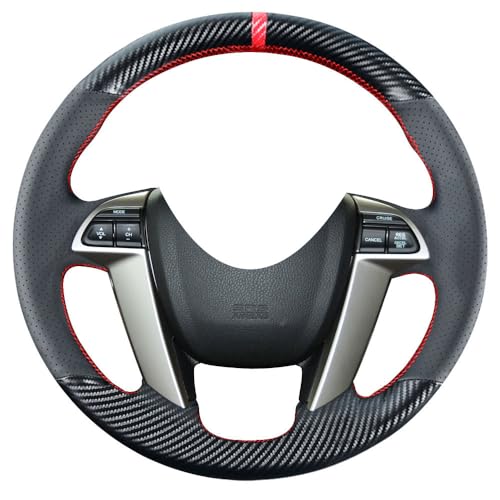 Kivnto DIY Carbon Fiber Steering Wheel Covers for Honda 8th Generation Accord 2008 2009 2010 2011 2012 / Pilot SUV 2009-2015 / Odyssey 2011-2017 15 inches Leather Interior Accessories - Image 1