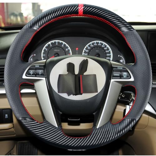 Kivnto DIY Carbon Fiber Steering Wheel Covers for Honda 8th Generation Accord 2008 2009 2010 2011 2012 / Pilot SUV 2009-2015 / Odyssey 2011-2017 15 inches Leather Interior Accessories - Image 3