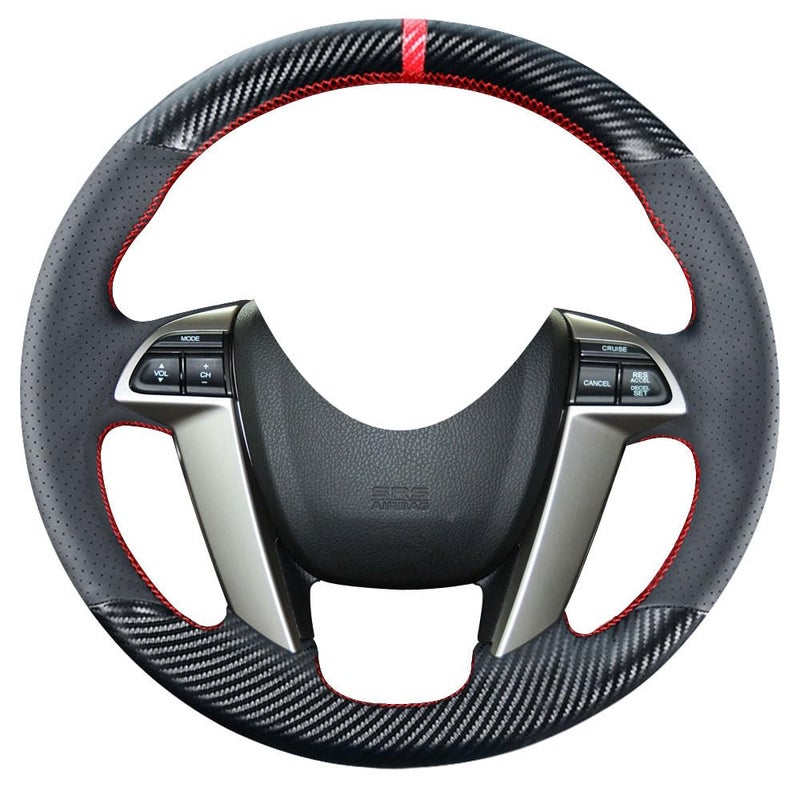 Kivnto DIY Carbon Fiber Steering Wheel Covers for Honda 8th Generation Accord 2008 2009 2010 2011 2012 / Pilot SUV 2009-2015 / Odyssey 2011-2017 15 inches Leather Interior Accessories - Image 5