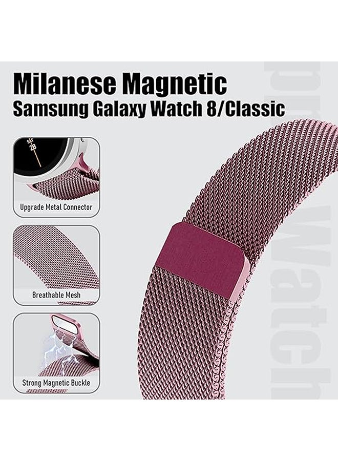 O Ozone Milanese Loop Metal Band for Samsung Galaxy Watch 8 Band 40mm 44mm/8 Classic 46mm Women Men Mesh Magnetic Stainless Steel Replacement Strap- Rose pink - Image 3