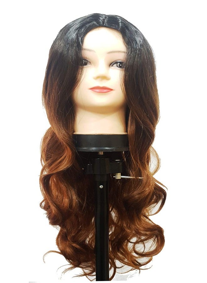 Foreign Holics Long Full Head Long Curly Wavy Hair Wigs For Women Black Golden-28 Inch - Image 1